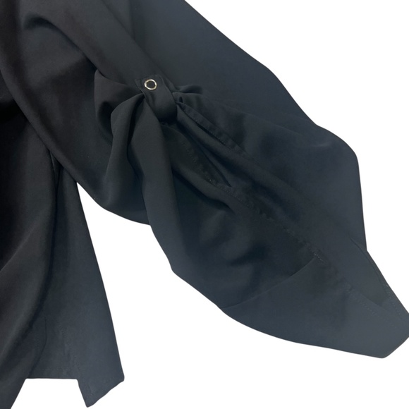 Eloquii Black Sheer Top Pull Up Snap Button Sleeves - Picture 6 of 13